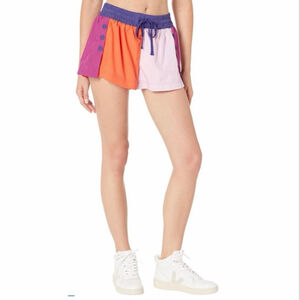 Free People Movement Invigorate Colorblock Snap Side Athletic Shorts Small Sport